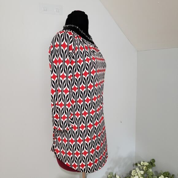 NEW Goldspark Geometric Scoop Tunic Red Blouse Small - Picture 4 of 10